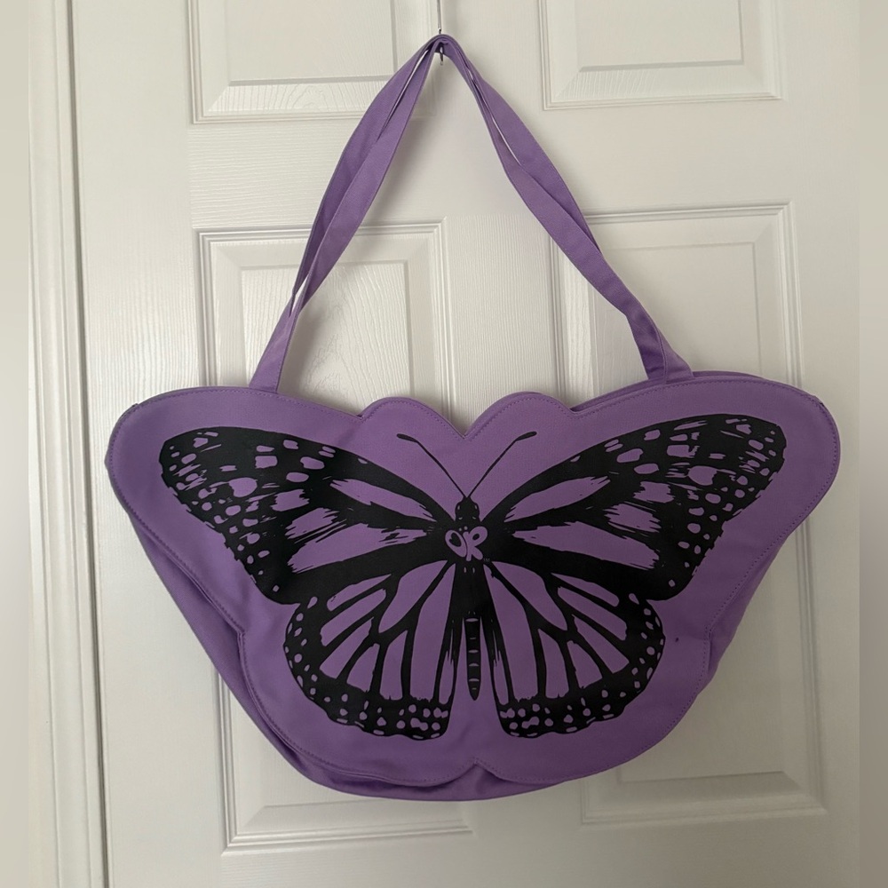 Purple Butterfly Tote Bag